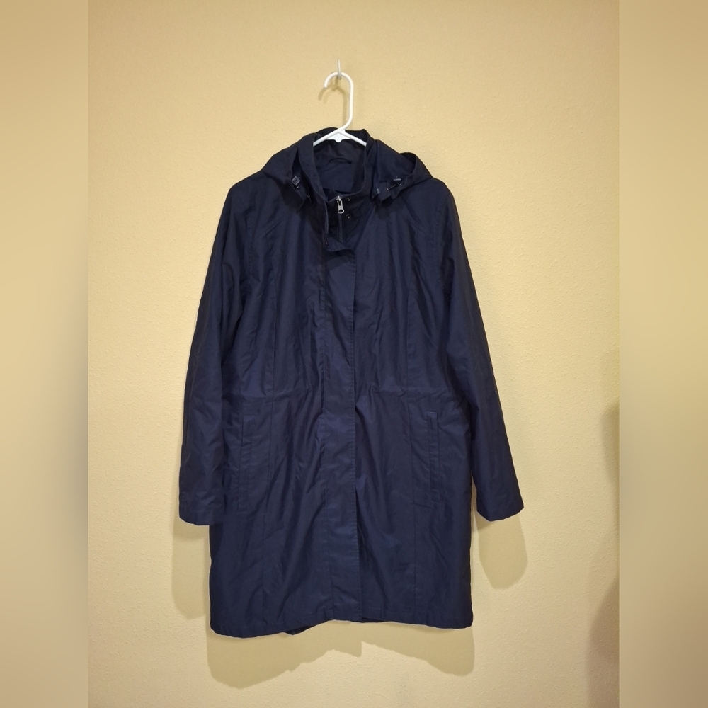 Lands End American Airlines Jacket Coat Outdoor Navy Hooded